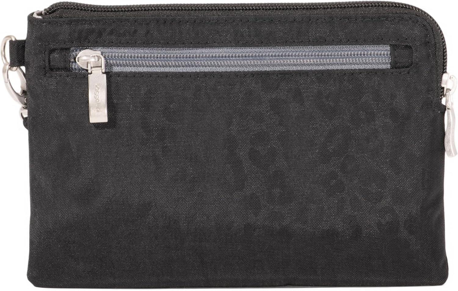 imageBaggallini Currency Organizer WristletLightweight 8quotx55quot RFID Protected Womens Wallet Card HolderBlack Cheetah Emboss