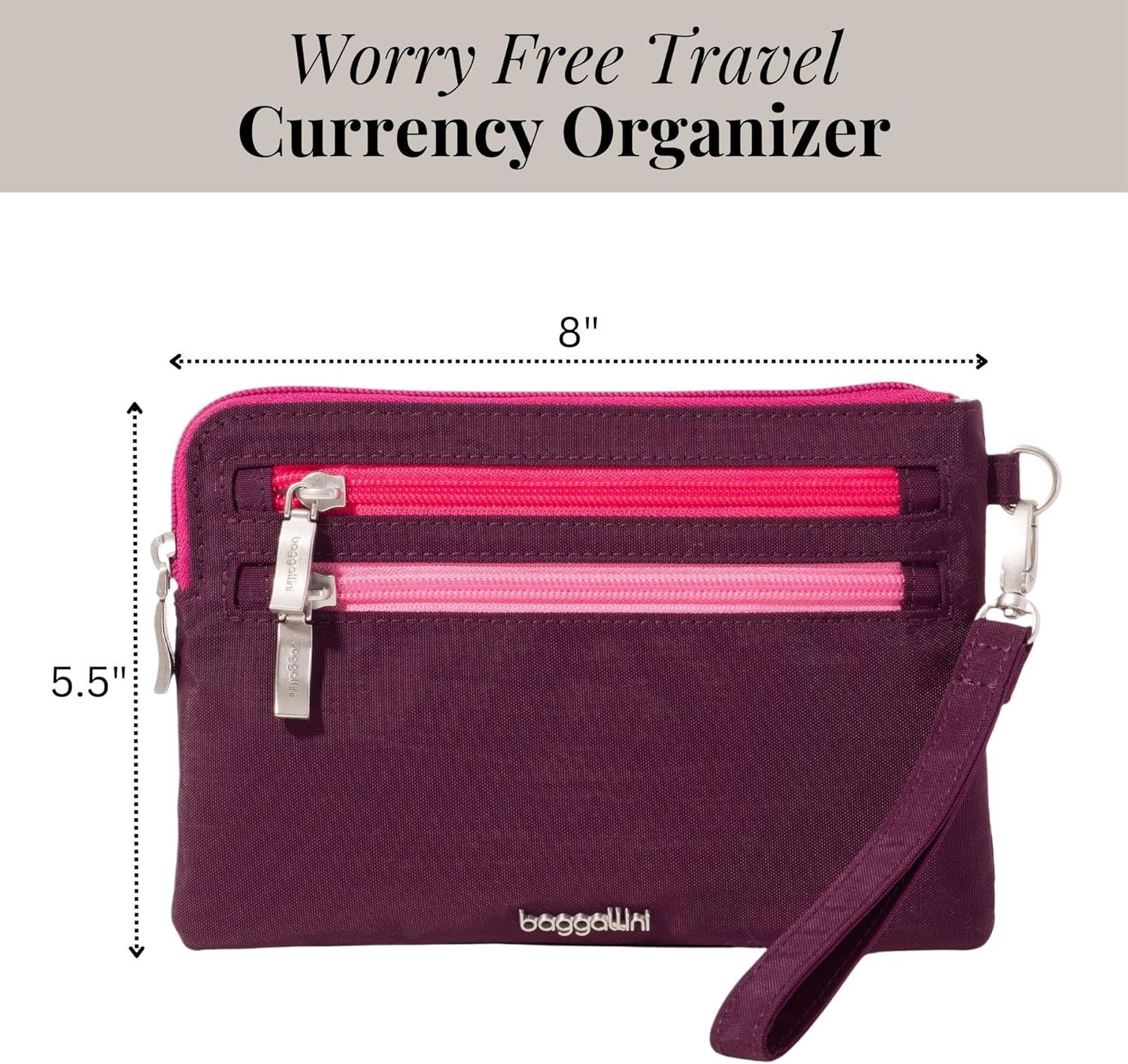 imageBaggallini Currency Organizer WristletLightweight 8quotx55quot RFID Protected Womens Wallet Card HolderMulberry