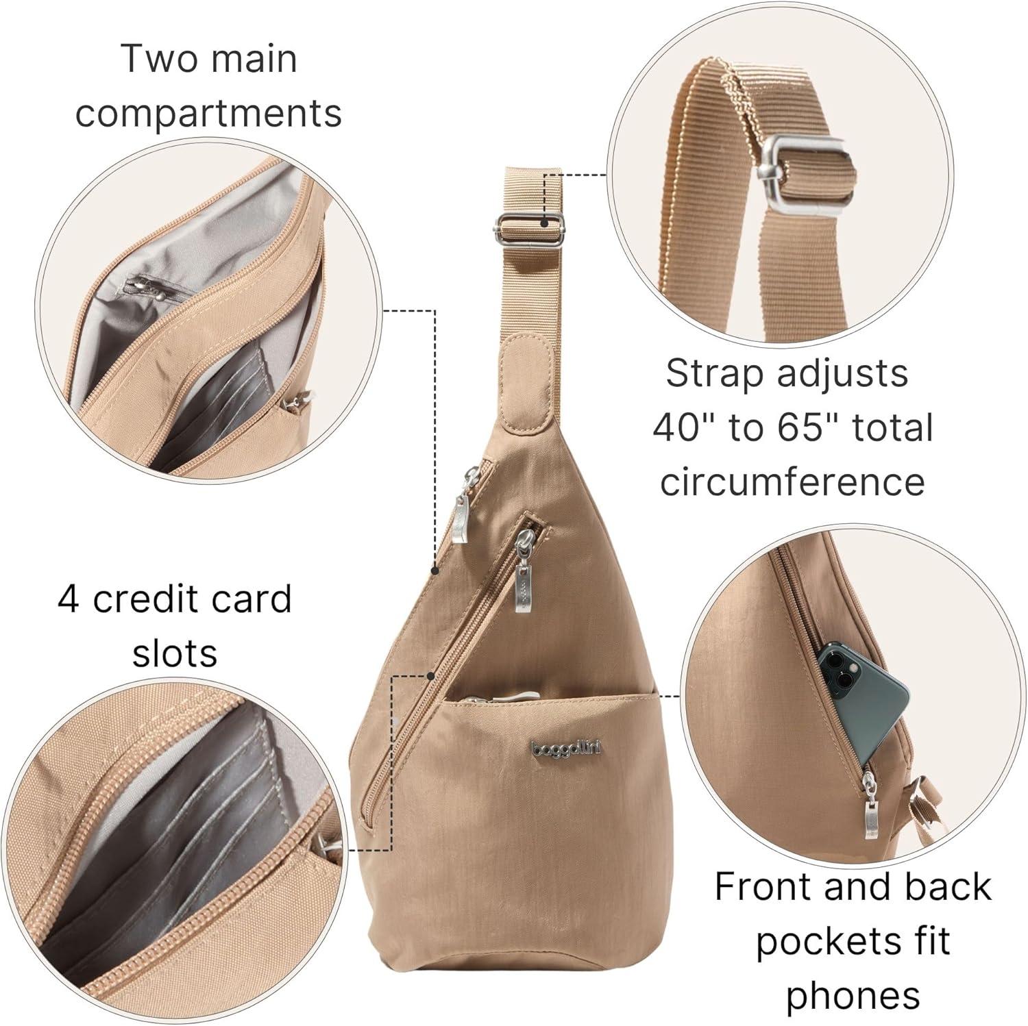 imageBaggallini Mini Sling  12x7 Sling Crossbody Bag Backpack with Adjustable Shoulder StrapBeach