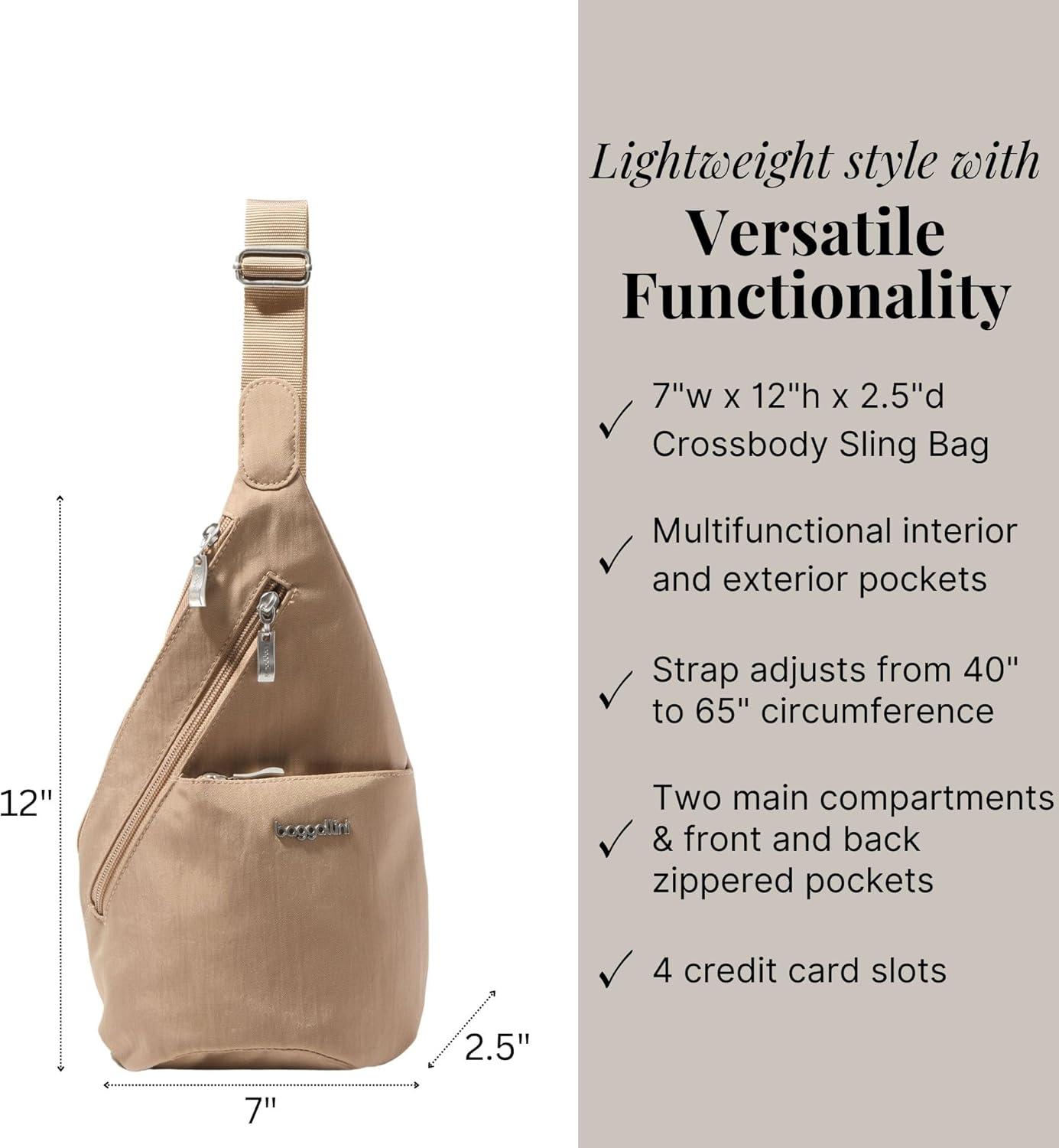 imageBaggallini Mini Sling  12x7 Sling Crossbody Bag Backpack with Adjustable Shoulder StrapBeach