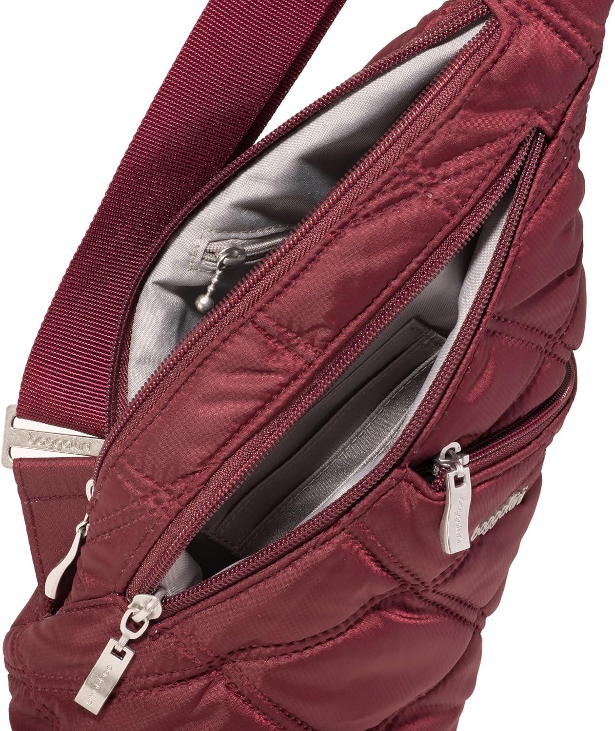 imageBaggallini Mini Sling  12x7 Sling Crossbody Bag Backpack with Adjustable Shoulder StrapDark Cherry Quilt