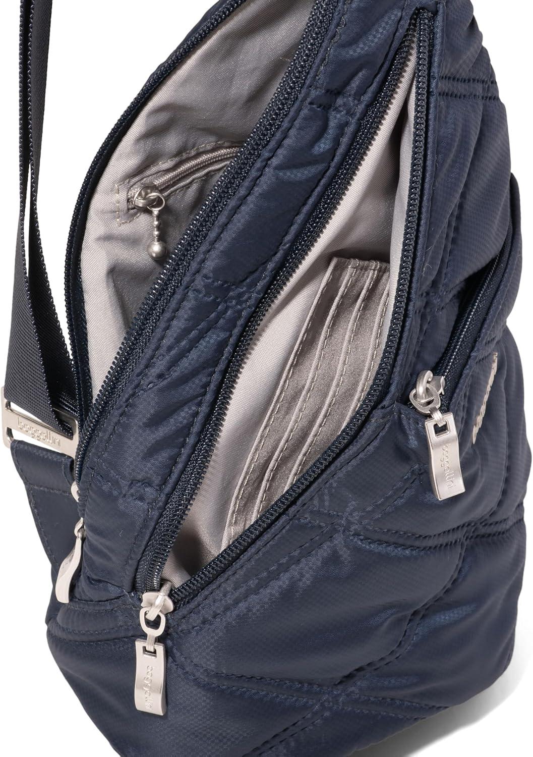 imageBaggallini Mini Sling  12x7 Sling Crossbody Bag Backpack with Adjustable Shoulder StrapFrench Navy Quilt