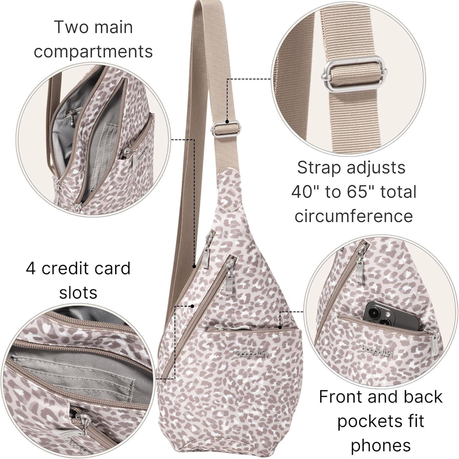 imageBaggallini Mini Sling  12x7 Sling Crossbody Bag Backpack with Adjustable Shoulder StrapMocha Cheetah Print