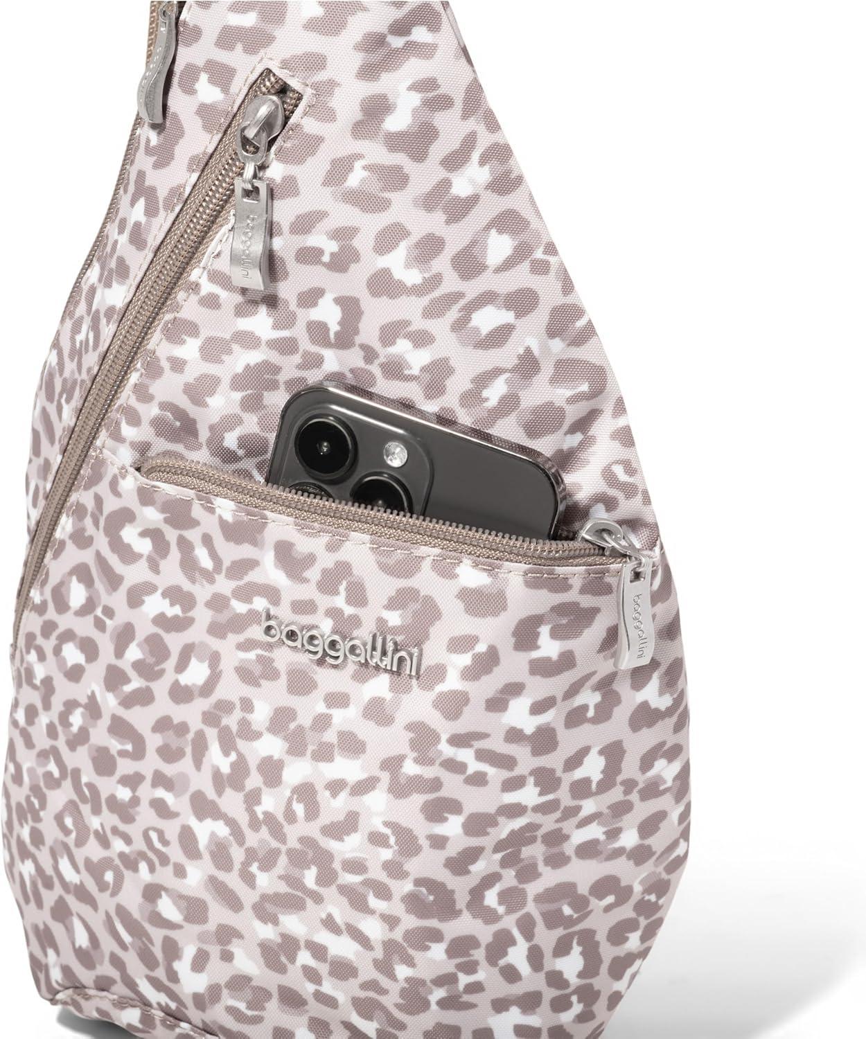 imageBaggallini Mini Sling  12x7 Sling Crossbody Bag Backpack with Adjustable Shoulder StrapMocha Cheetah Print