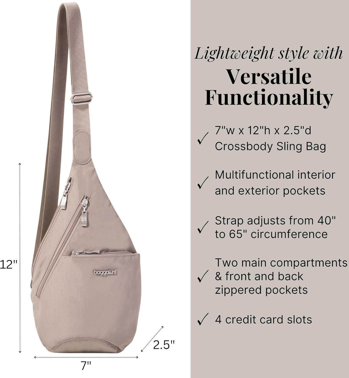 imageBaggallini Mini Sling  12x7 Sling Crossbody Bag Backpack with Adjustable Shoulder StrapMoonrock