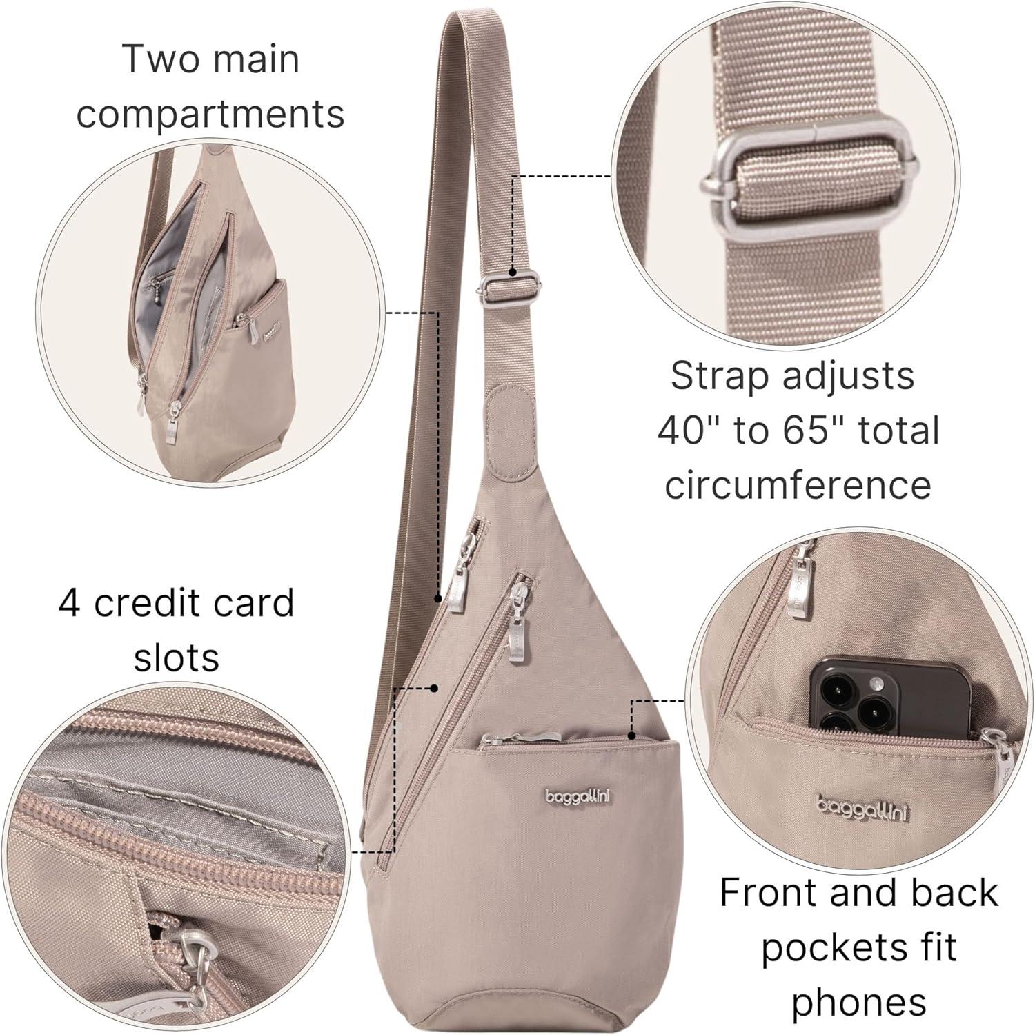 imageBaggallini Mini Sling  12x7 Sling Crossbody Bag Backpack with Adjustable Shoulder StrapMoonrock