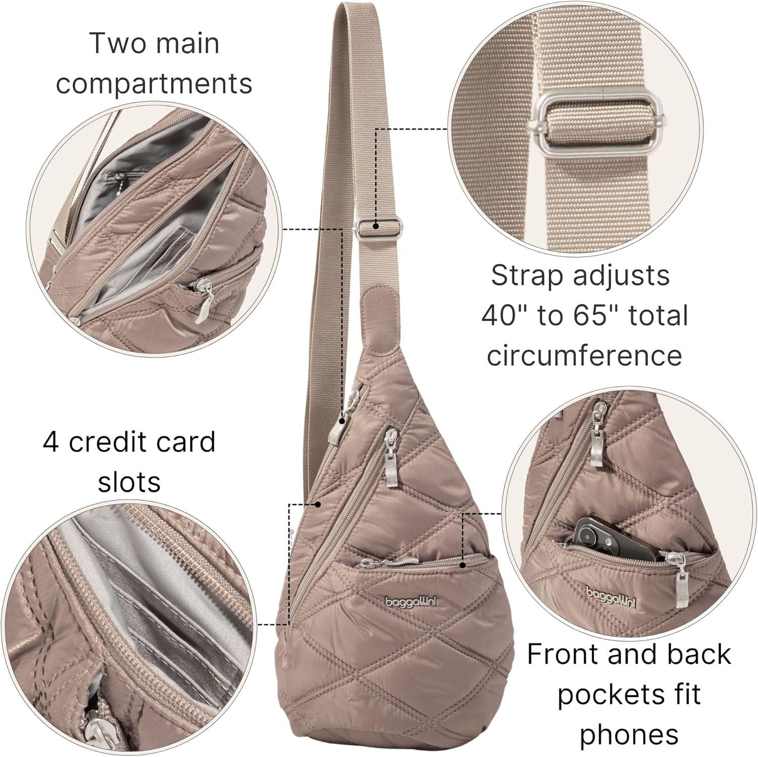 imageBaggallini Mini Sling  12x7 Sling Crossbody Bag Backpack with Adjustable Shoulder StrapMoonrock Quilt