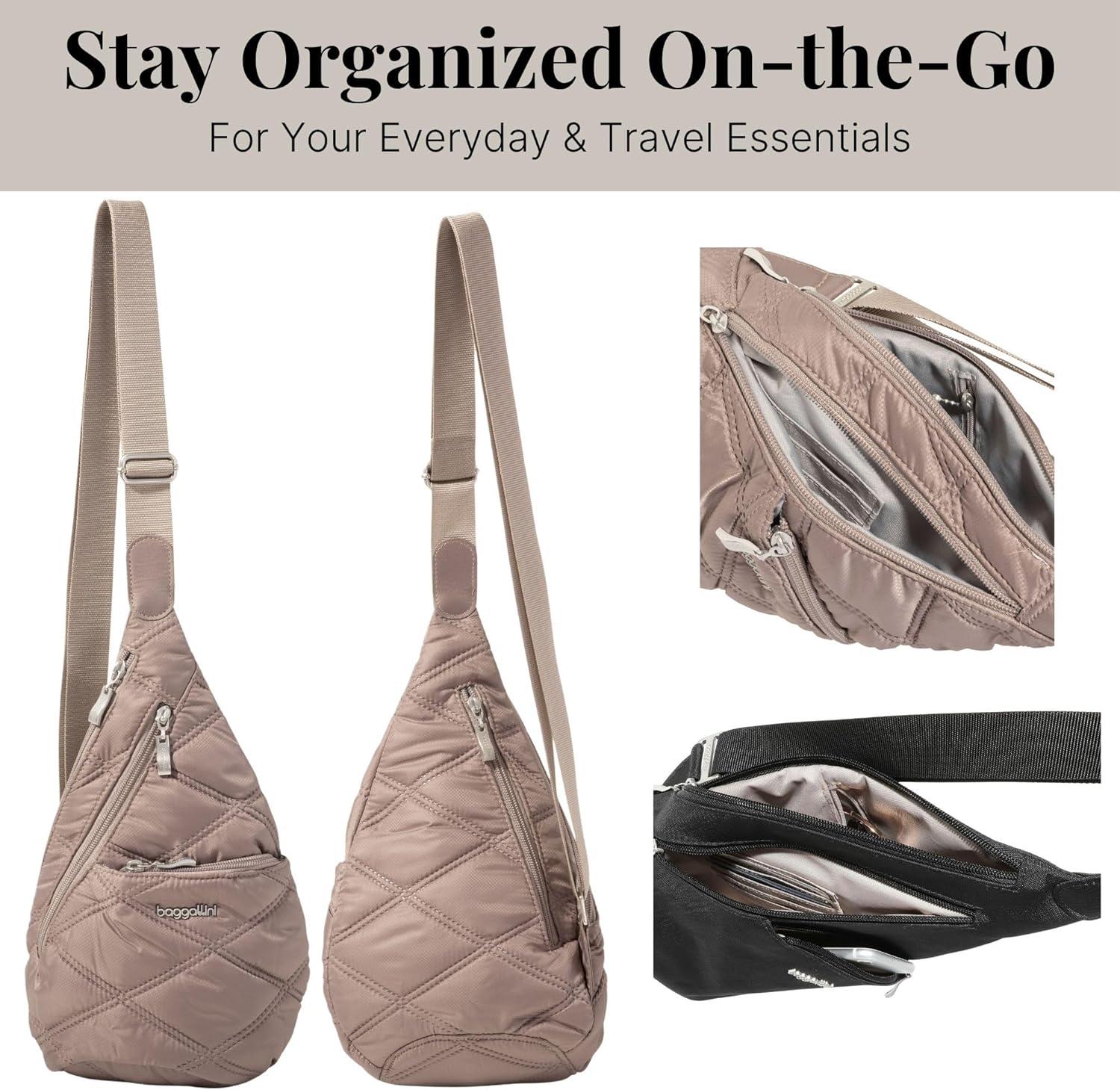 imageBaggallini Mini Sling  12x7 Sling Crossbody Bag Backpack with Adjustable Shoulder StrapMoonrock Quilt