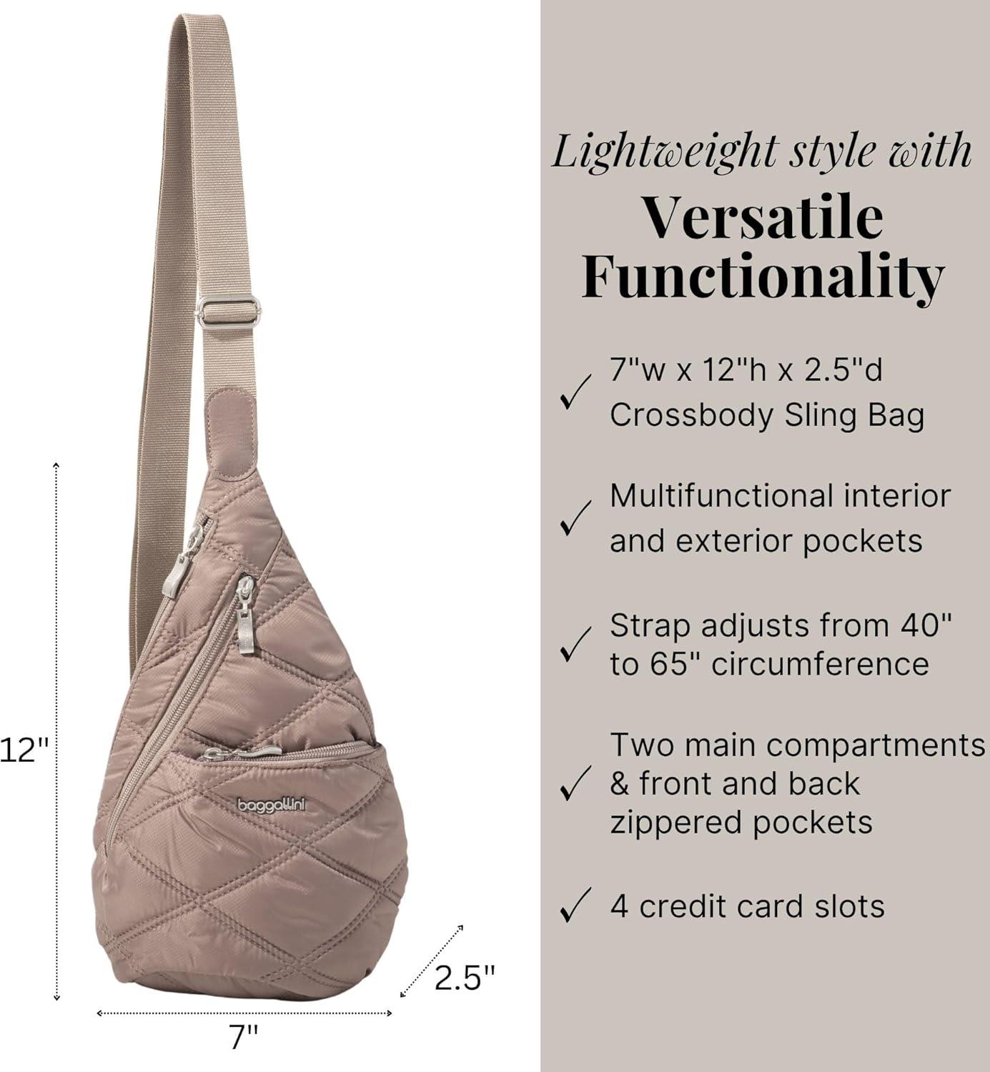 imageBaggallini Mini Sling  12x7 Sling Crossbody Bag Backpack with Adjustable Shoulder StrapMoonrock Quilt