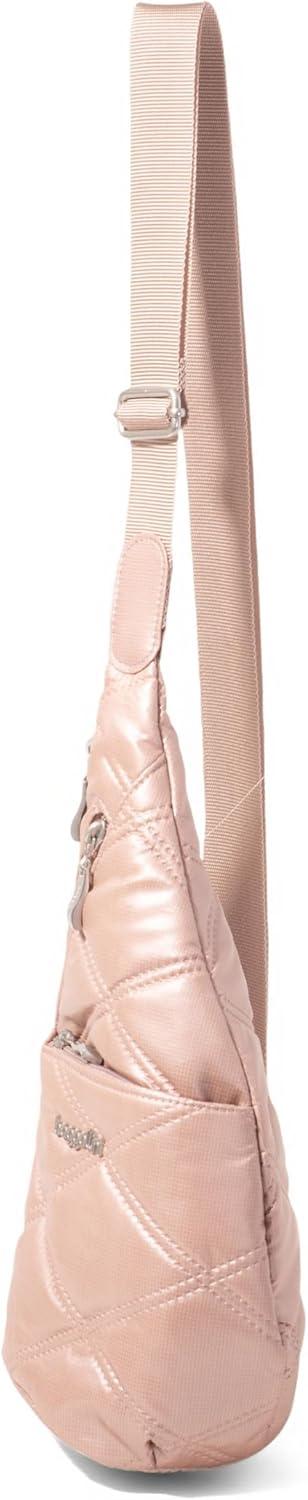 imageBaggallini Mini Sling  12x7 Sling Crossbody Bag Backpack with Adjustable Shoulder StrapRose Metallic Quilt