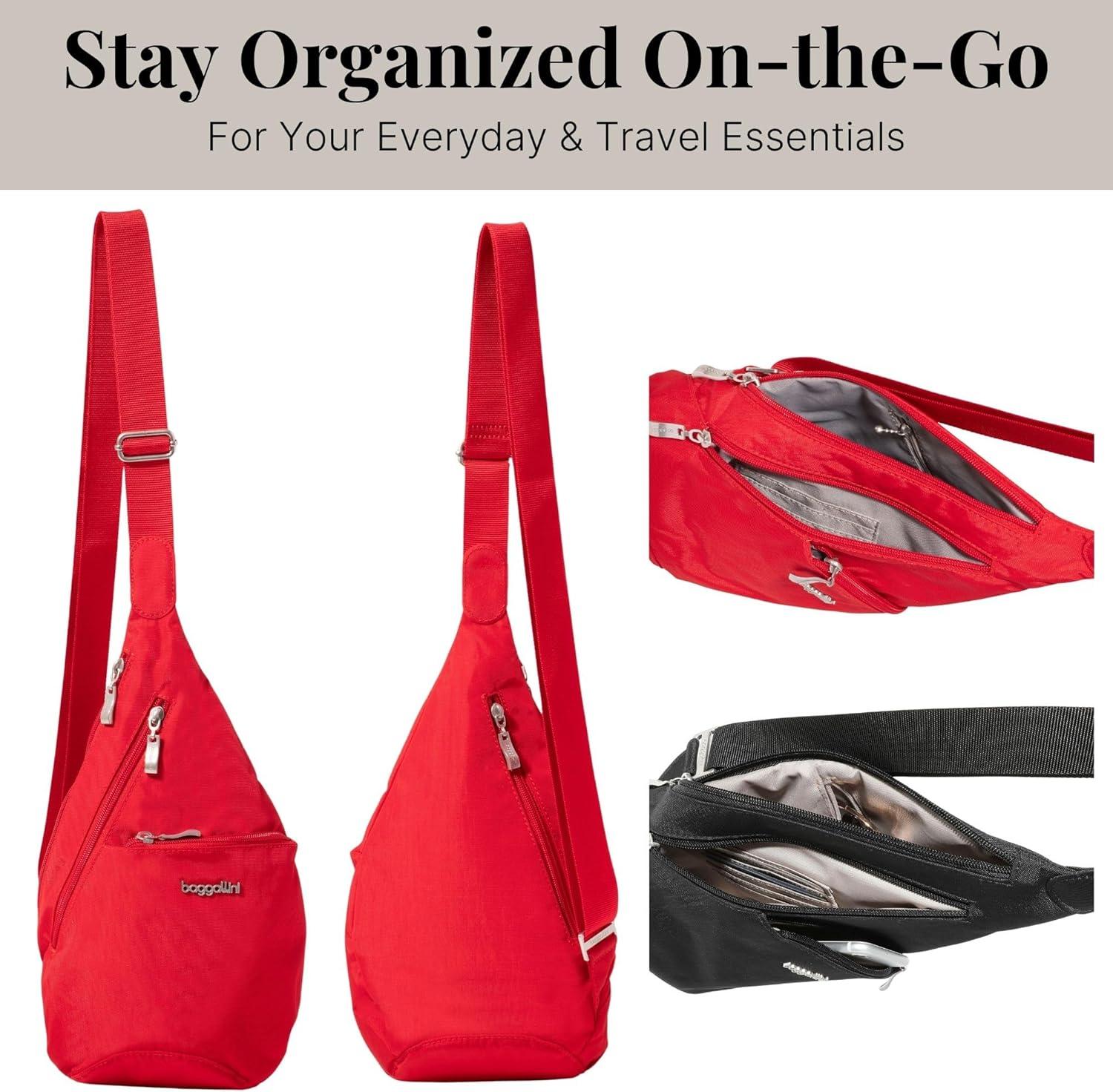 imageBaggallini Mini Sling  12x7 Sling Crossbody Bag Backpack with Adjustable Shoulder StrapScarlet Red