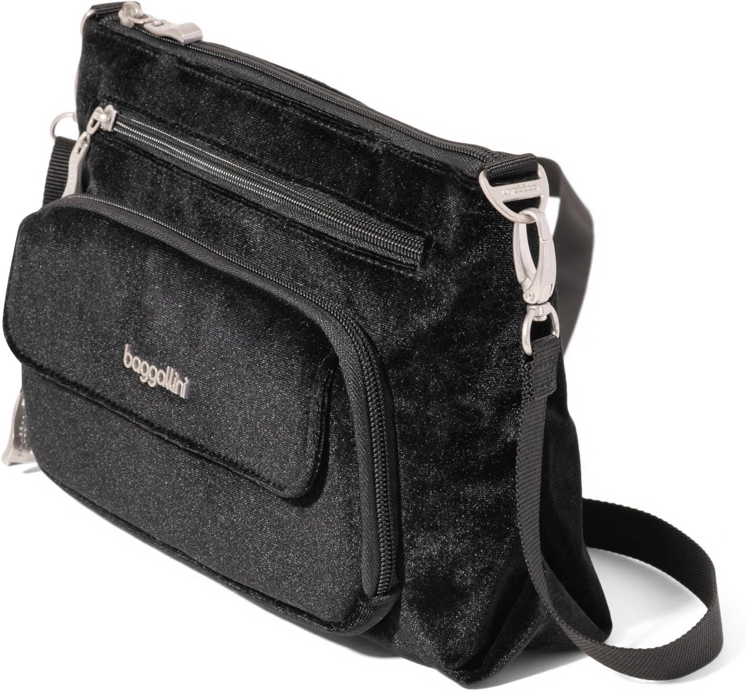 imageBaggallini Original Everyday 11x 75 Crossbody Bags for Women RFID Protected Lightweight Nylon Zippered Travel PurseBlack Velvet