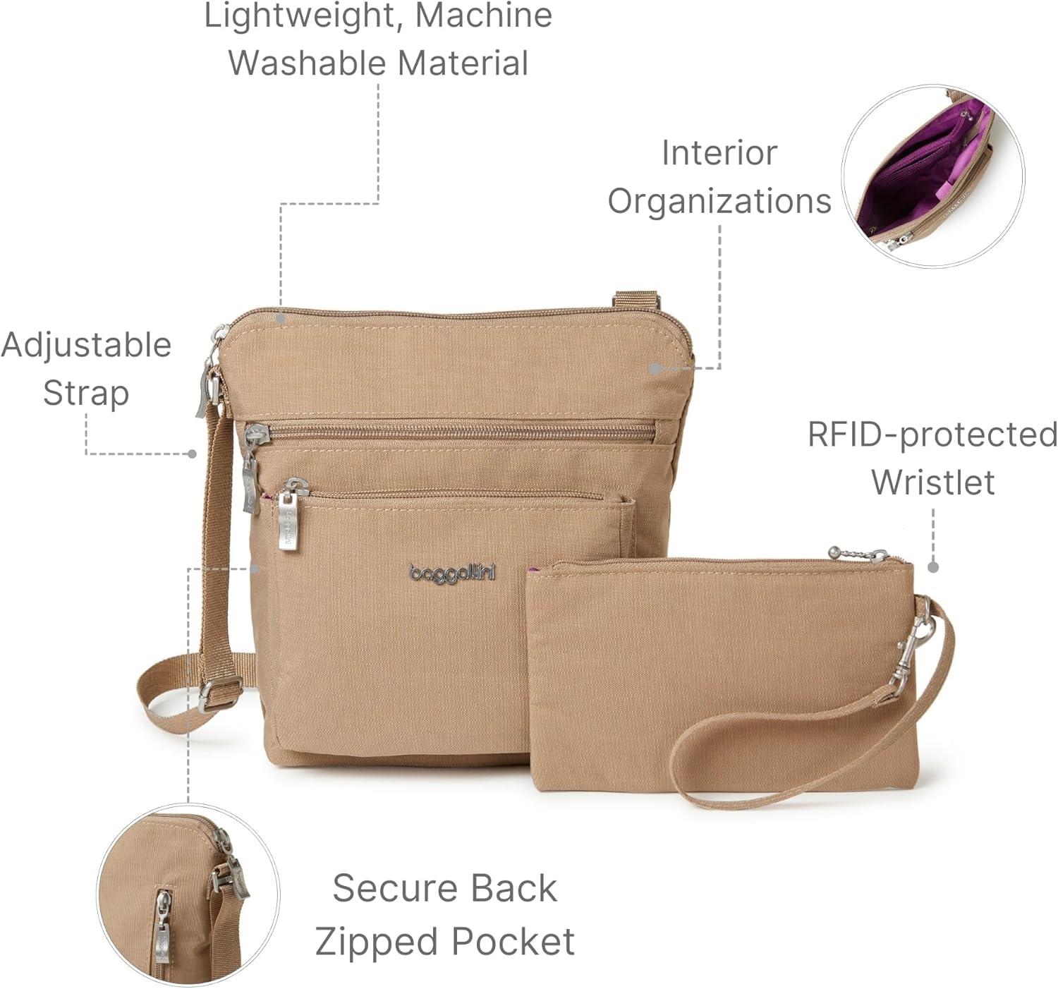 imageBaggallini Pocket Crossbody Bags for Women 8x8 Small Lightweight Durable Waterresistant Travel Purse WRfidBeach