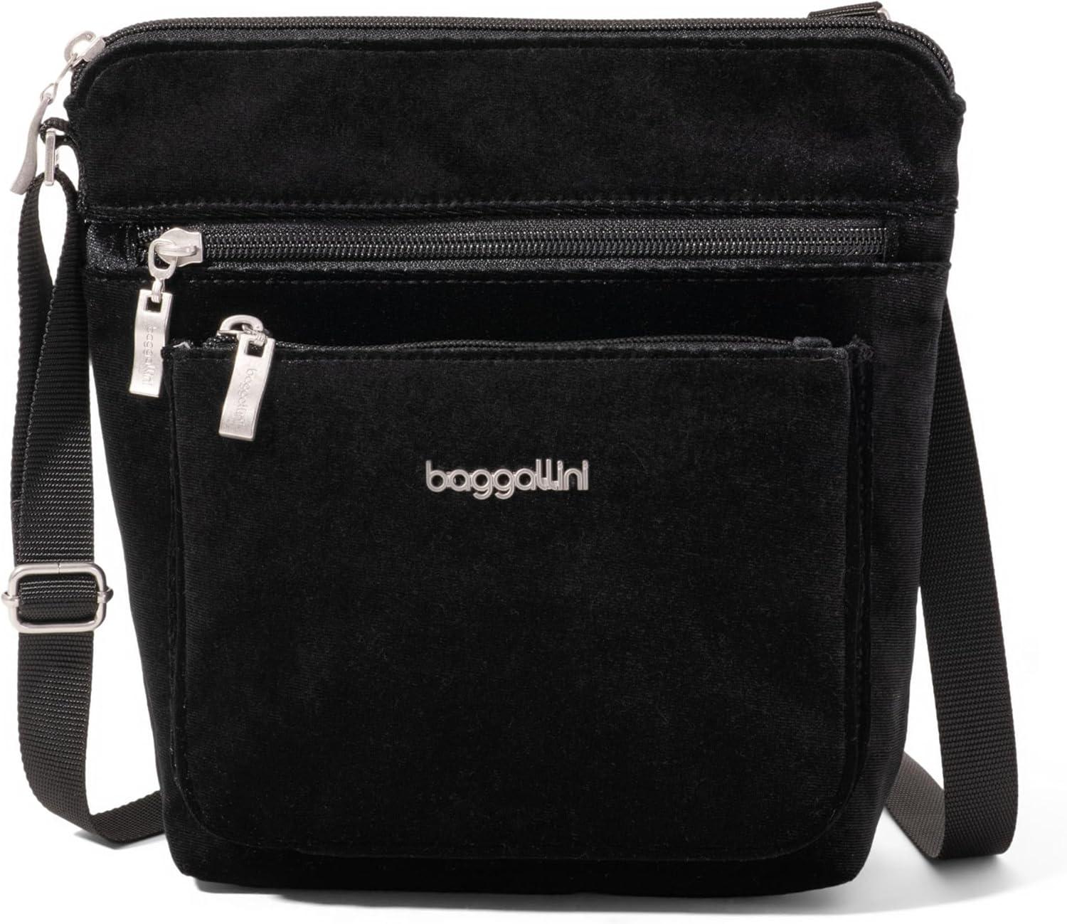 imageBaggallini Pocket Crossbody Bags for Women 8x8 Small Lightweight Durable Waterresistant Travel Purse WRfidBlack Velvet