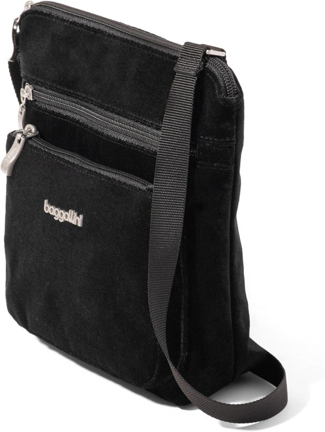 imageBaggallini Pocket Crossbody Bags for Women 8x8 Small Lightweight Durable Waterresistant Travel Purse WRfidBlack Velvet