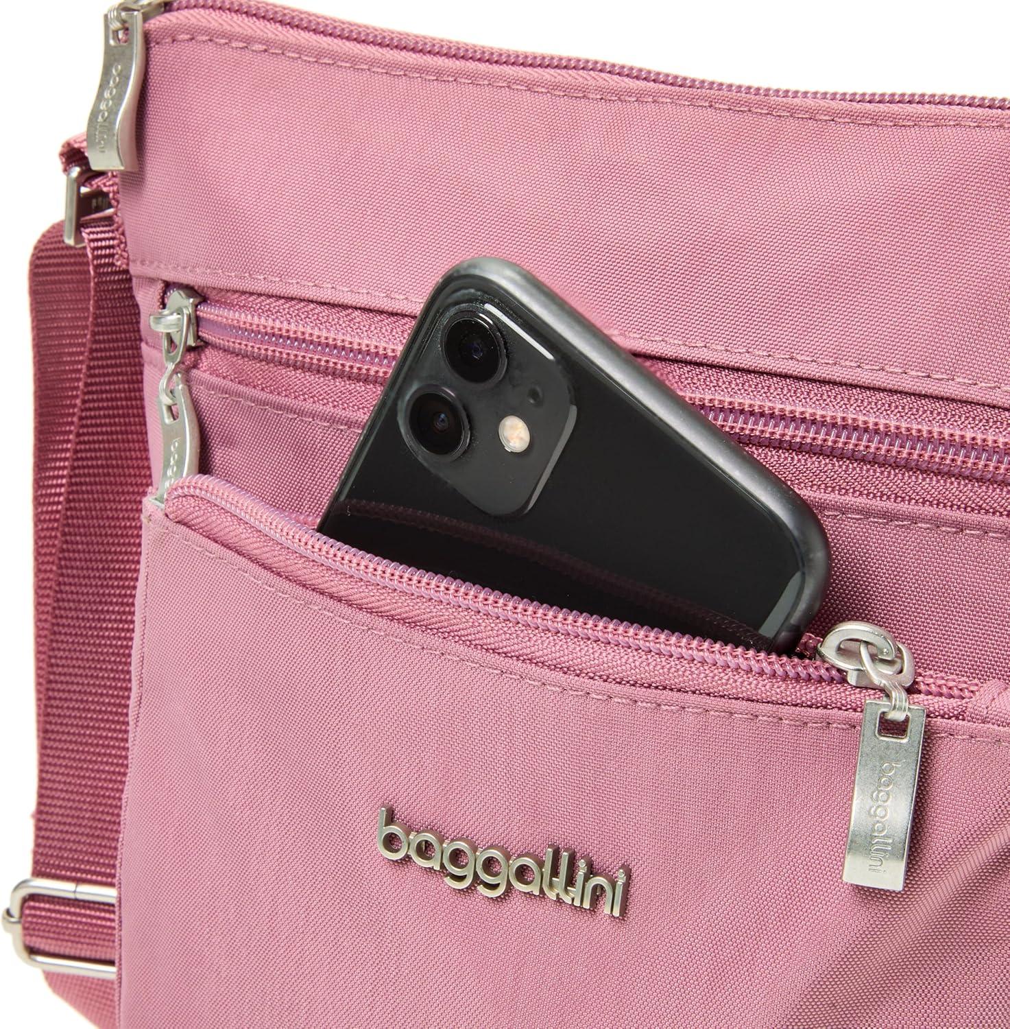 imageBaggallini Pocket Crossbody Bags for Women 8x8 Small Lightweight Durable Waterresistant Travel Purse WRfidDusty Mauve