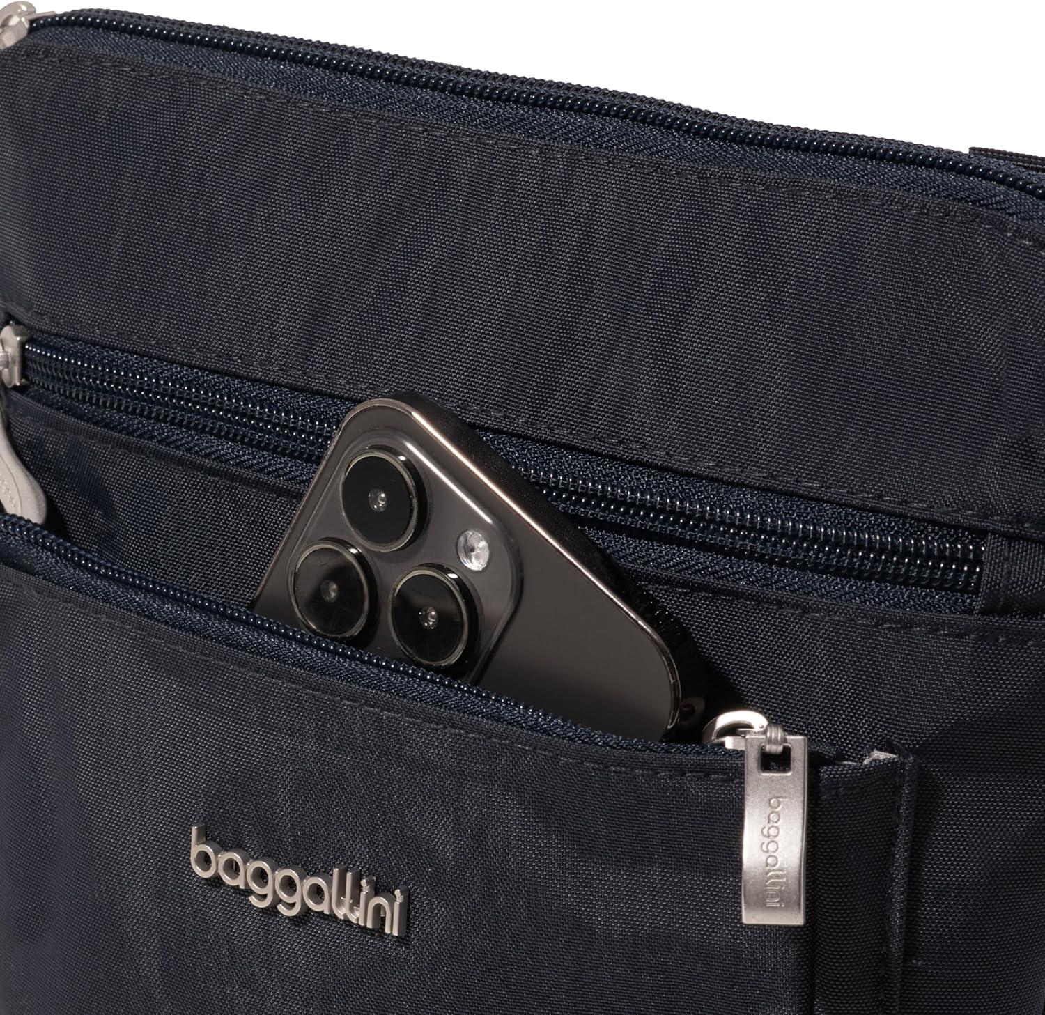 imageBaggallini Pocket Crossbody Bags for Women 8x8 Small Lightweight Durable Waterresistant Travel Purse WRfidFrench Navy