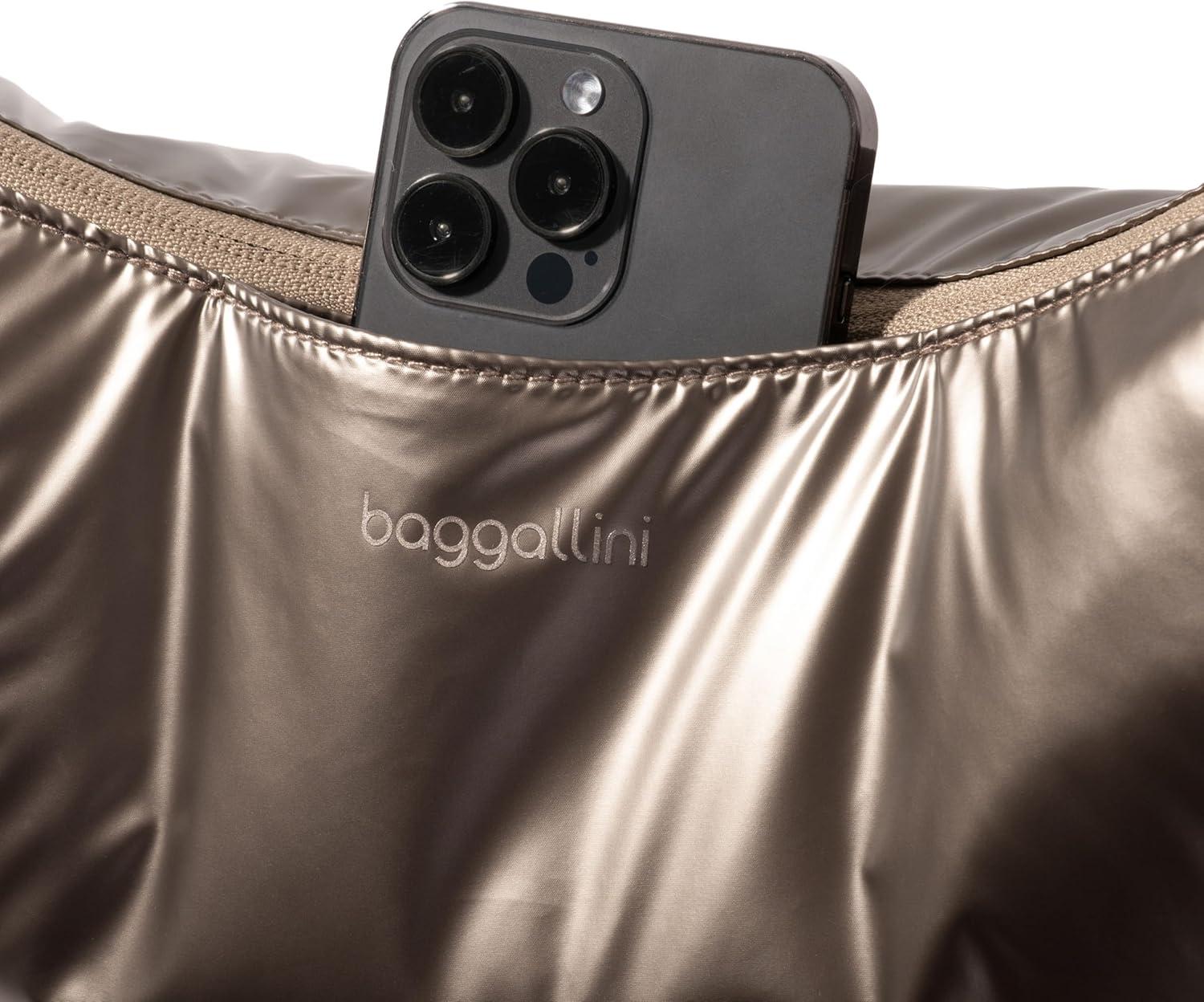 imageBaggallini Swift Crescent Crossbody Bag for Women  Lightweight 12quotx8quot Travel Purse HandbagCopper Metallic