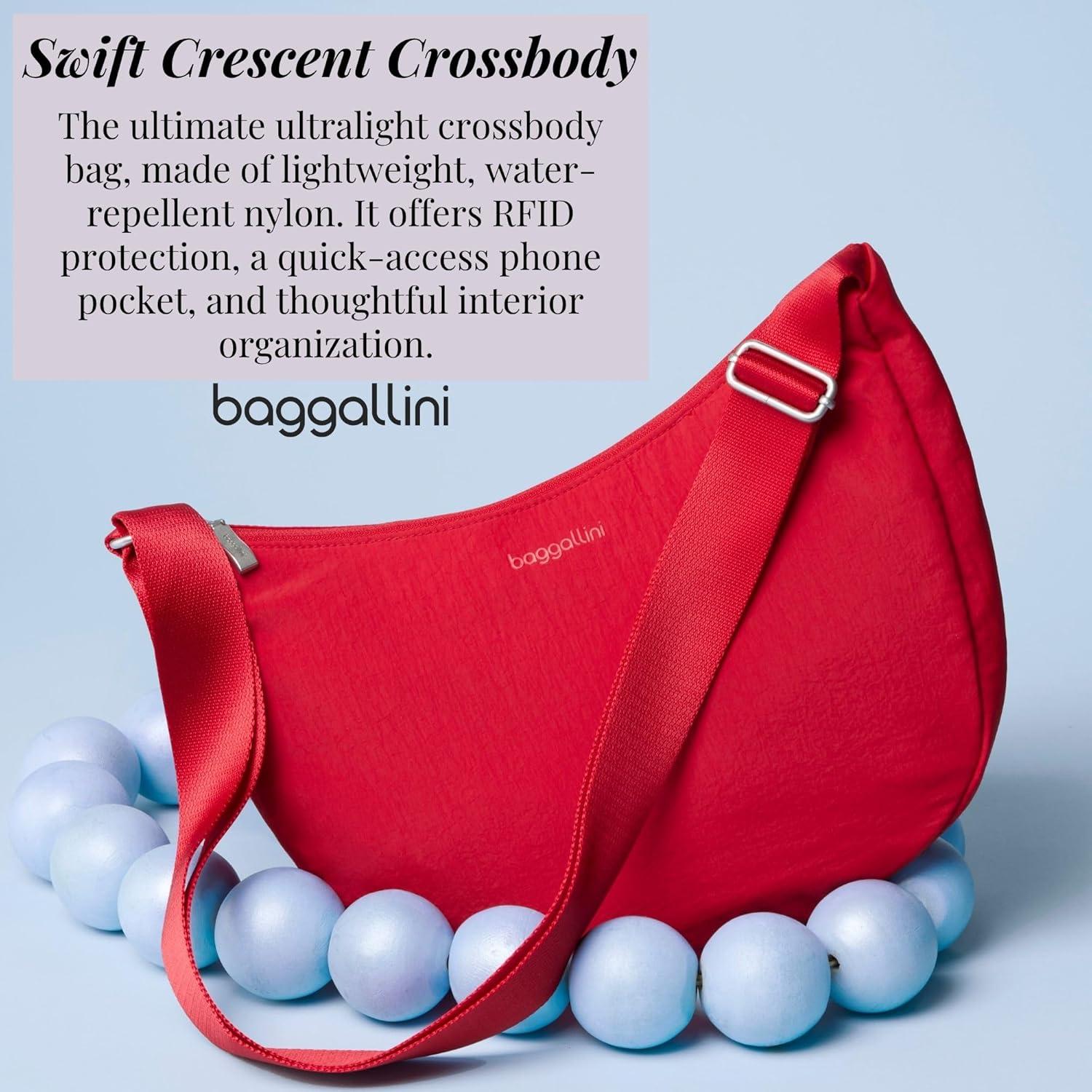 imageBaggallini Swift Crescent Crossbody Bag for Women  Lightweight 12quotx8quot Travel Purse HandbagCopper Metallic