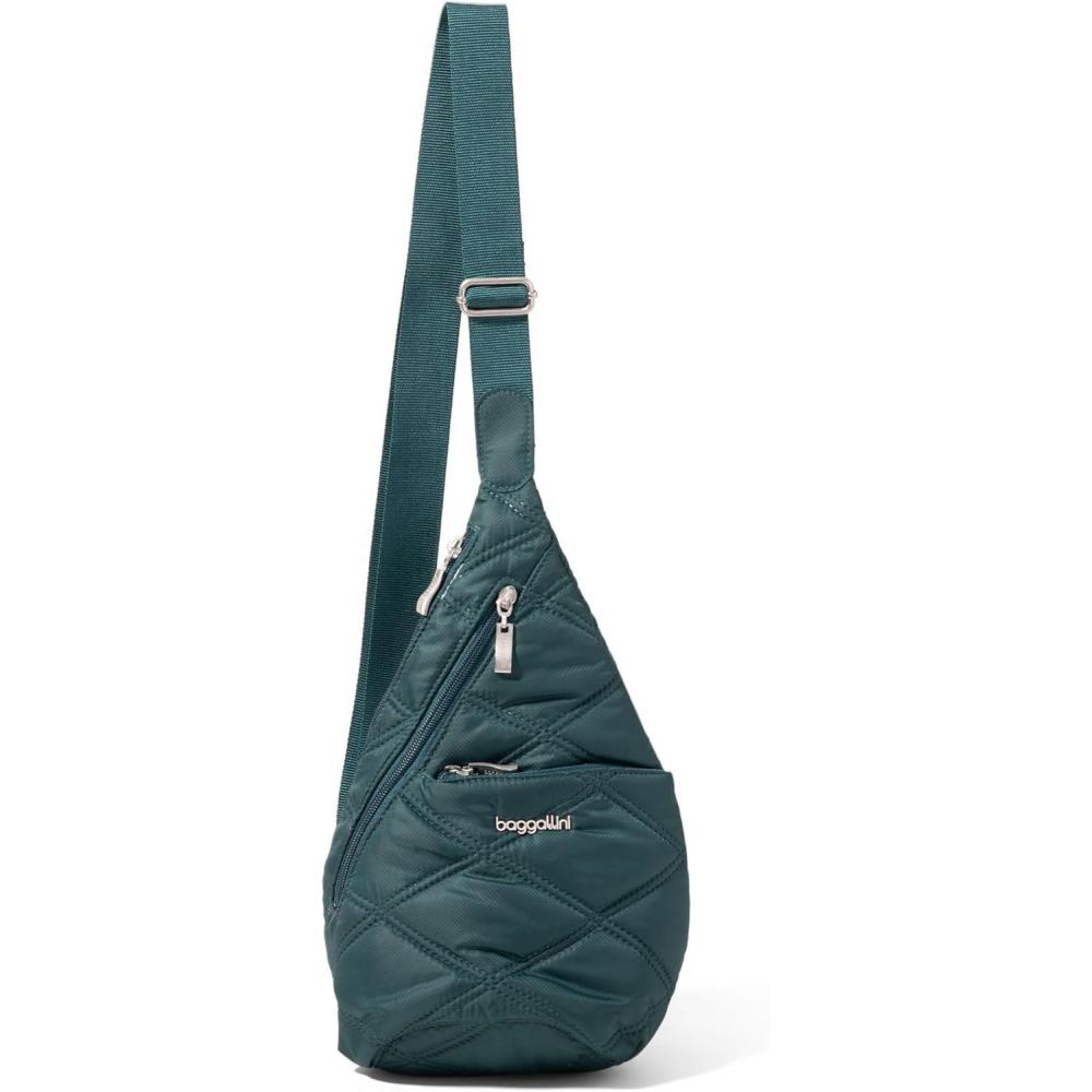 imageBaggallini Mini Sling  12x7 Sling Crossbody Bag Backpack with Adjustable Shoulder StrapEmerald Quilt
