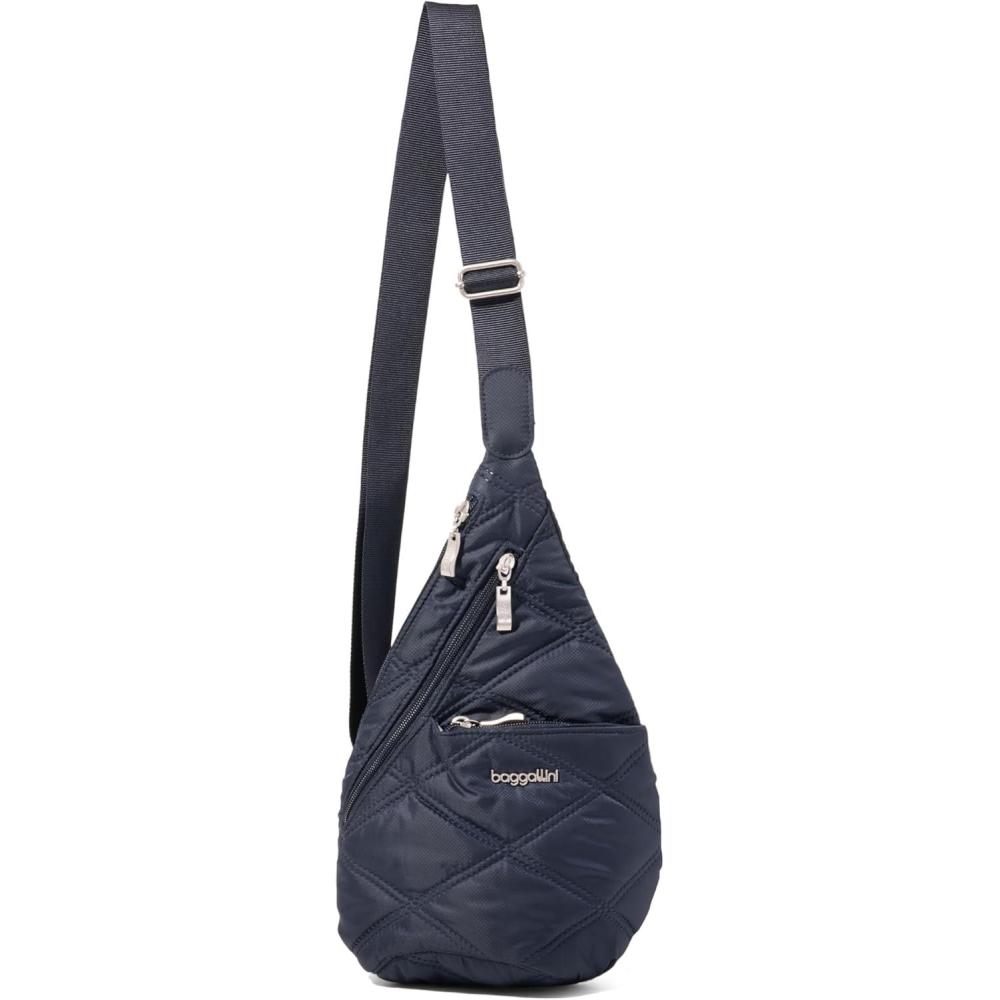 imageBaggallini Mini Sling  12x7 Sling Crossbody Bag Backpack with Adjustable Shoulder StrapFrench Navy Quilt
