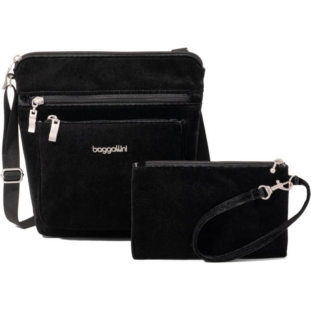 imageBaggallini Pocket Crossbody Bags for Women 8x8 Small Lightweight Durable Waterresistant Travel Purse WRfidBlack Velvet