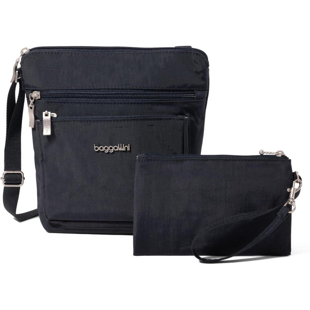 imageBaggallini Pocket Crossbody Bags for Women 8x8 Small Lightweight Durable Waterresistant Travel Purse WRfidFrench Navy