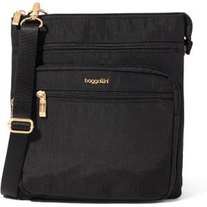 image:imageBaggallini Out and About Crossbody Bag for Women  10x107 Lightweight Travel Handbag wRFID Card SlotsBlack W Gold Hardware
