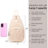 image:imageBaggallini Womens Central Park Sling 12x7 Crossbody Bag WConvertible Adjustable Shoulder StrapWinter White Faux Shearling