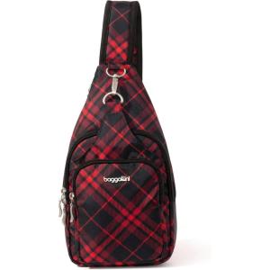 image:imageBaggallini Womens Central Park Sling 12x7 Crossbody Bag WConvertible Adjustable Shoulder StrapCrimson Tartan