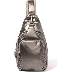 image:imageBaggallini Womens Central Park Sling 12x7 Crossbody Bag WConvertible Adjustable Shoulder StrapGunmetal Puff