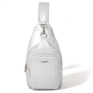 image:imageBaggallini Womens Central Park Sling 12x7 Crossbody Bag WConvertible Adjustable Shoulder StrapSilver Metallic