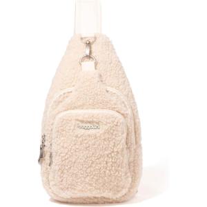 image:imageBaggallini Womens Central Park Sling 12x7 Crossbody Bag WConvertible Adjustable Shoulder StrapWinter White Faux Shearling