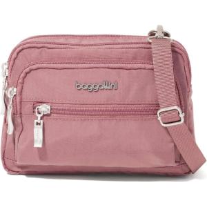 image:imageBaggallini Triple Zip Small Crossbody Bag for Women  8x6 Lightweight Convertible Fanny Pack Belt BagDusty Mauve